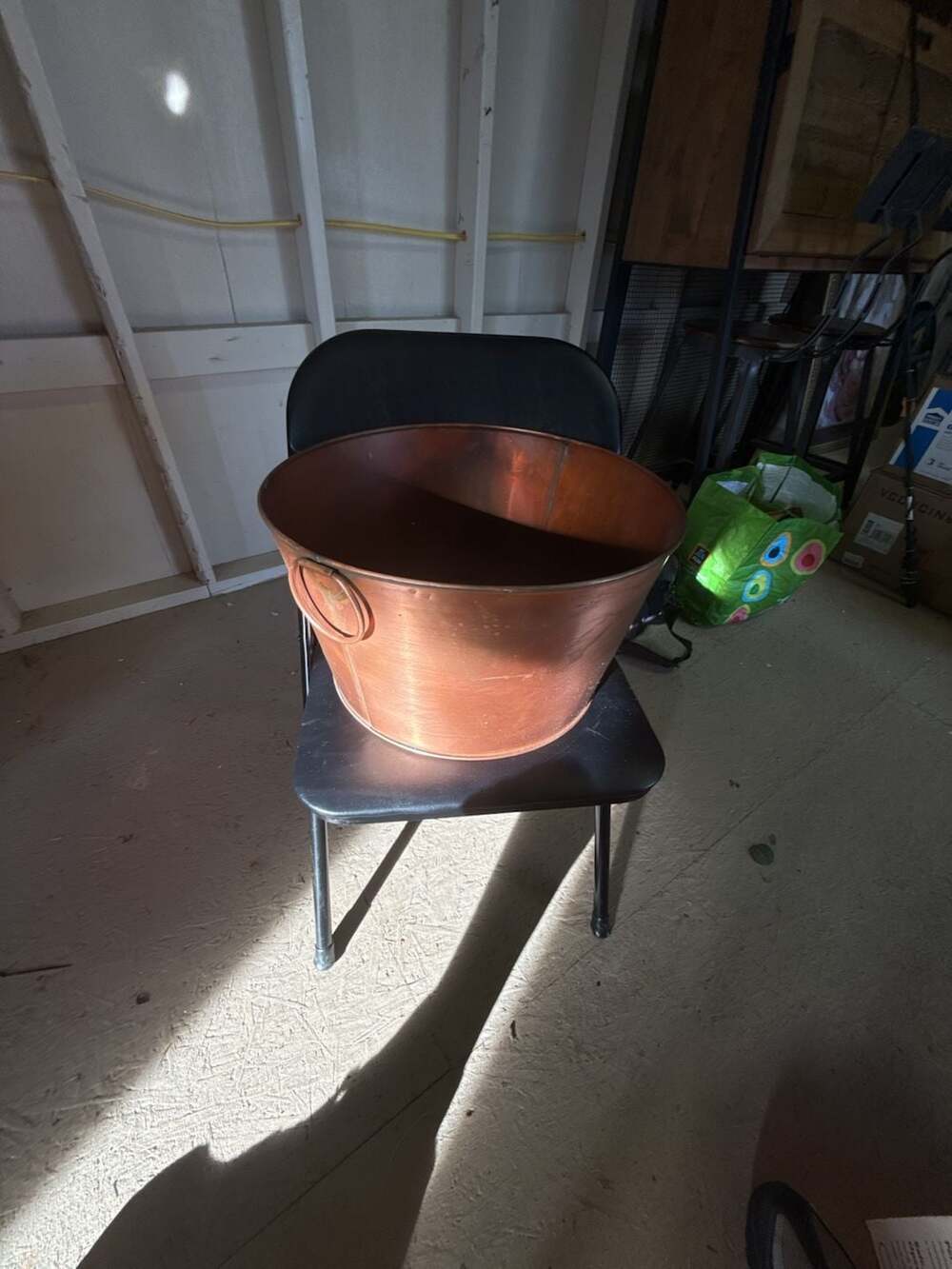 Vintage Copper Beverage Tub 17 Inch Diameter Handles